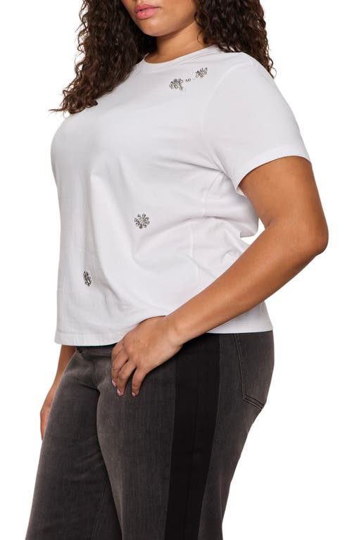 Sanctuary Floral Crystal Embellished Organic Cotton T-shirt In White