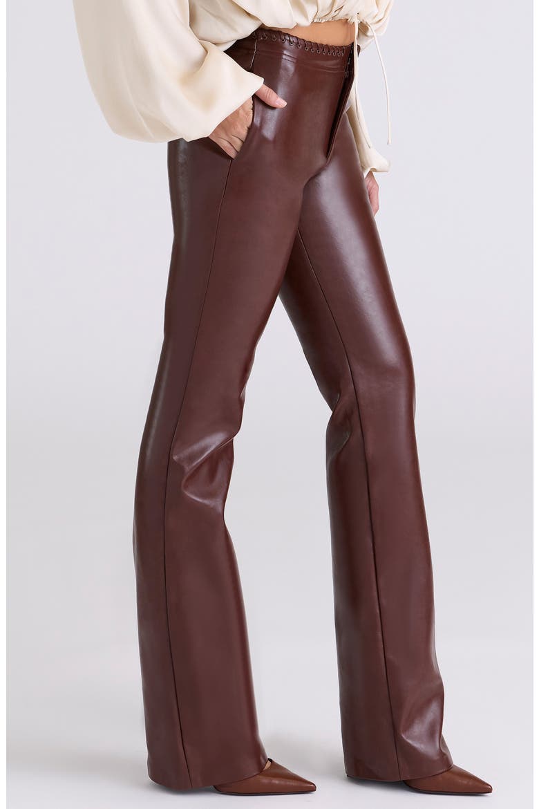 Adara Faux Leather Pants, Alternate, color, CHOCOLATE