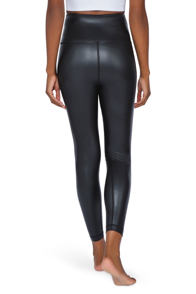 Fleece Lined Faux Leather Leggings, Alternate, color, BLACK