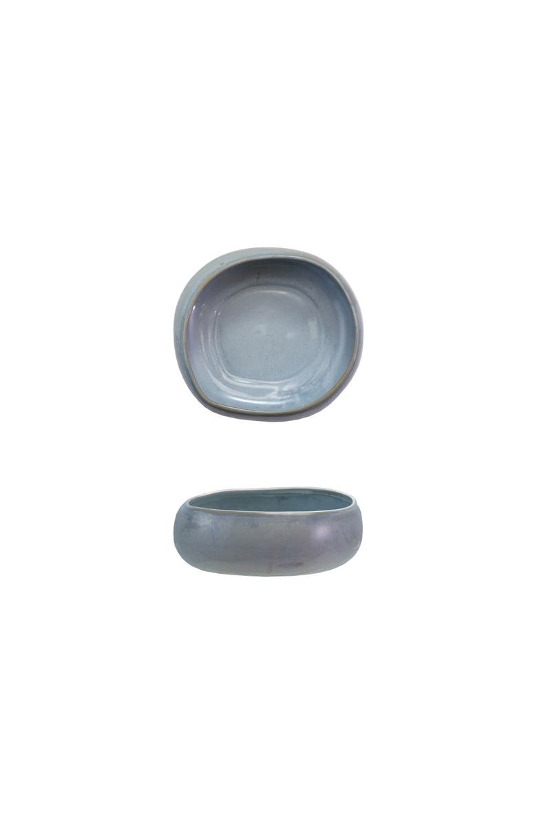 Storied Home Organic Shaped Stoneware Bowl with Reactive Glaze, White, Main, color, Blue