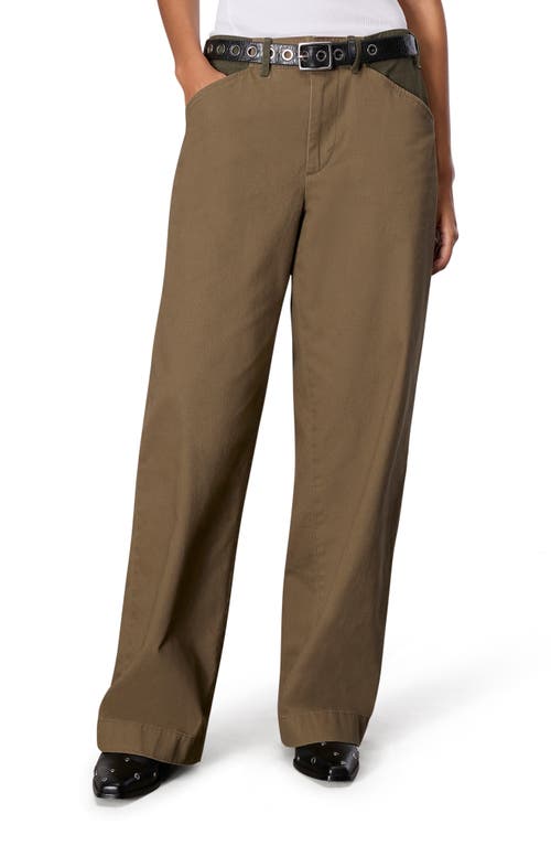 Rag & Bone Banks High Waist Two-tone Cotton Pants In Army