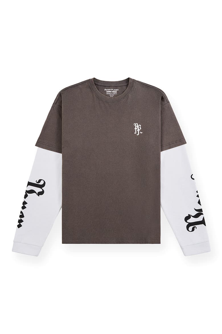 Old English Layered Look Graphic T-Shirt, Main, color, WASHED BLACK