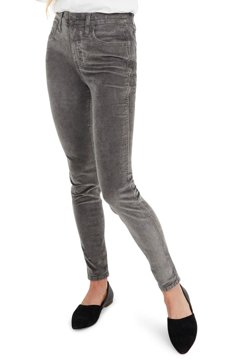 10-Inch High Waist Corduroy Skinny Jeans, Main, color, SMOKED GRAPHITE