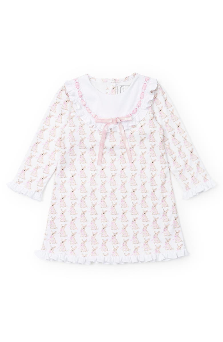 Lila and Hayes Emersyn Lace Trim Dress, Main, color, Easter Bunnies Pink
