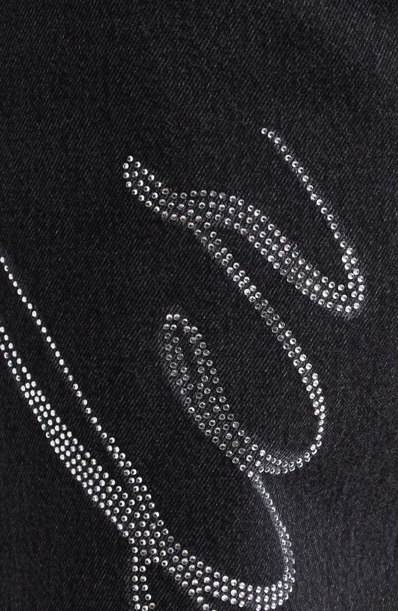 Alexander Wang EZ Relaxed Hotfix Crystal Logo Straight Leg Jeans, Alternate, color, 