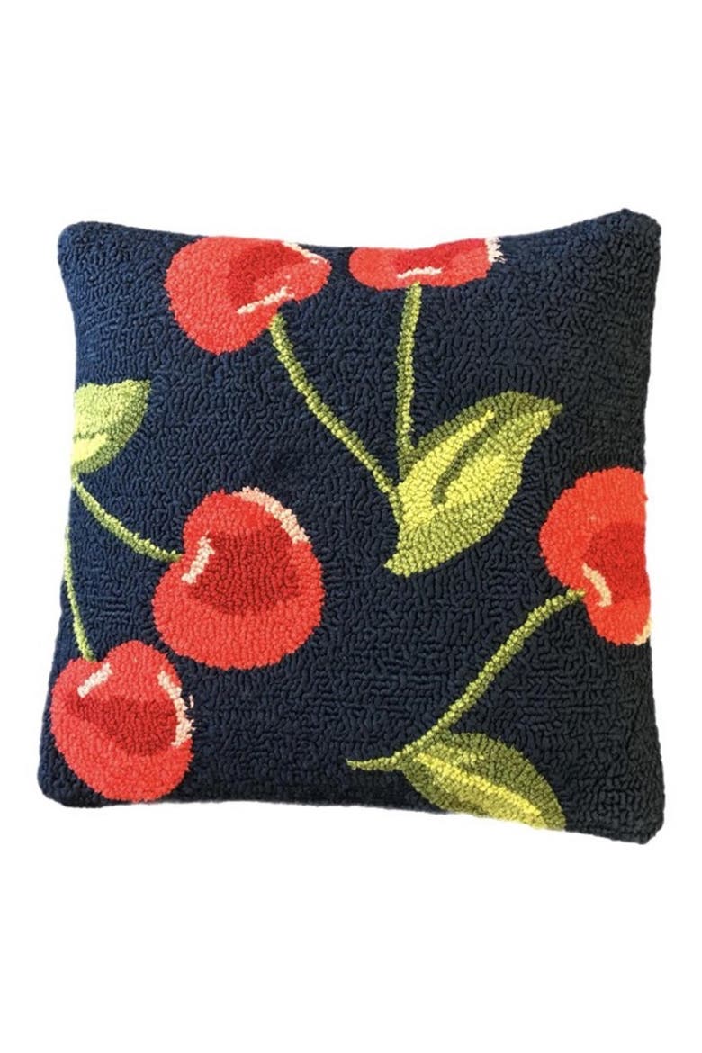 Cherry Tufted Indoor/Outdoor Pillow, Main, color, INDIGO/RED/GRN