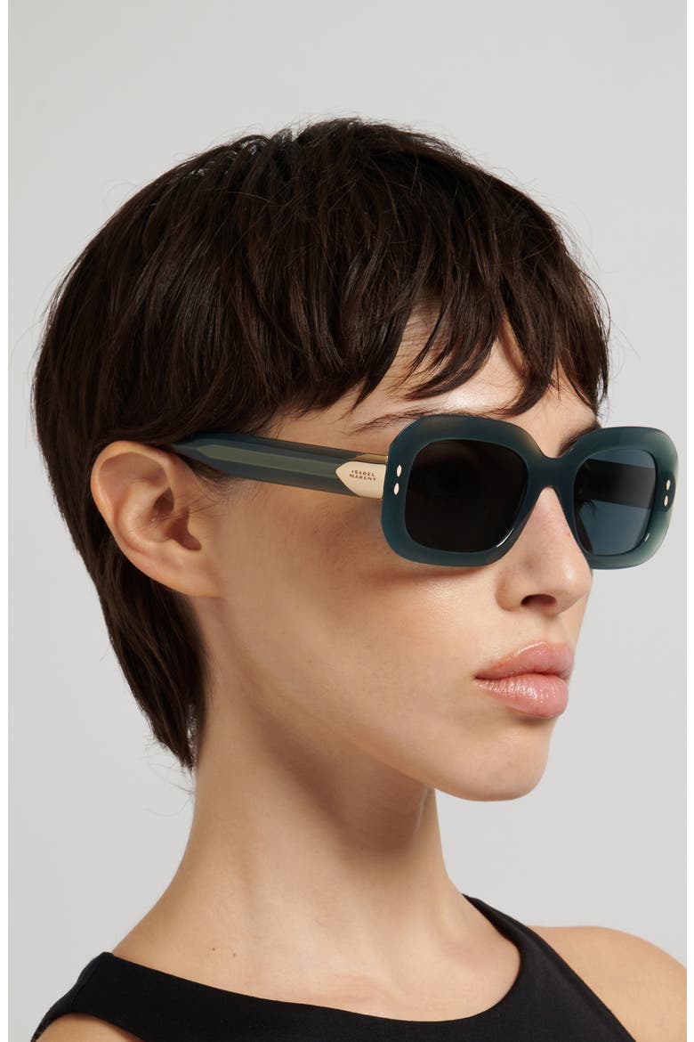 53mm Rectangular Sunglasses, Alternate, color, GREEN/ BLUE