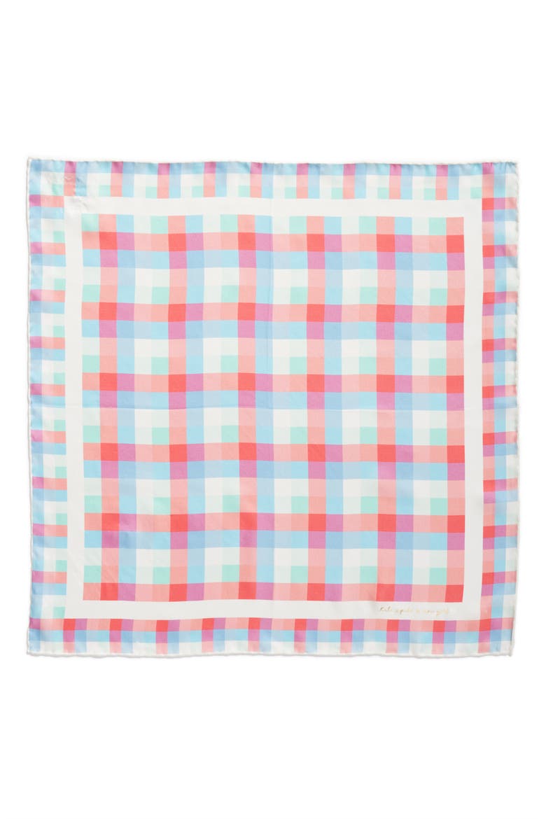 madras plaid silk bandana, Alternate, color, CREAM