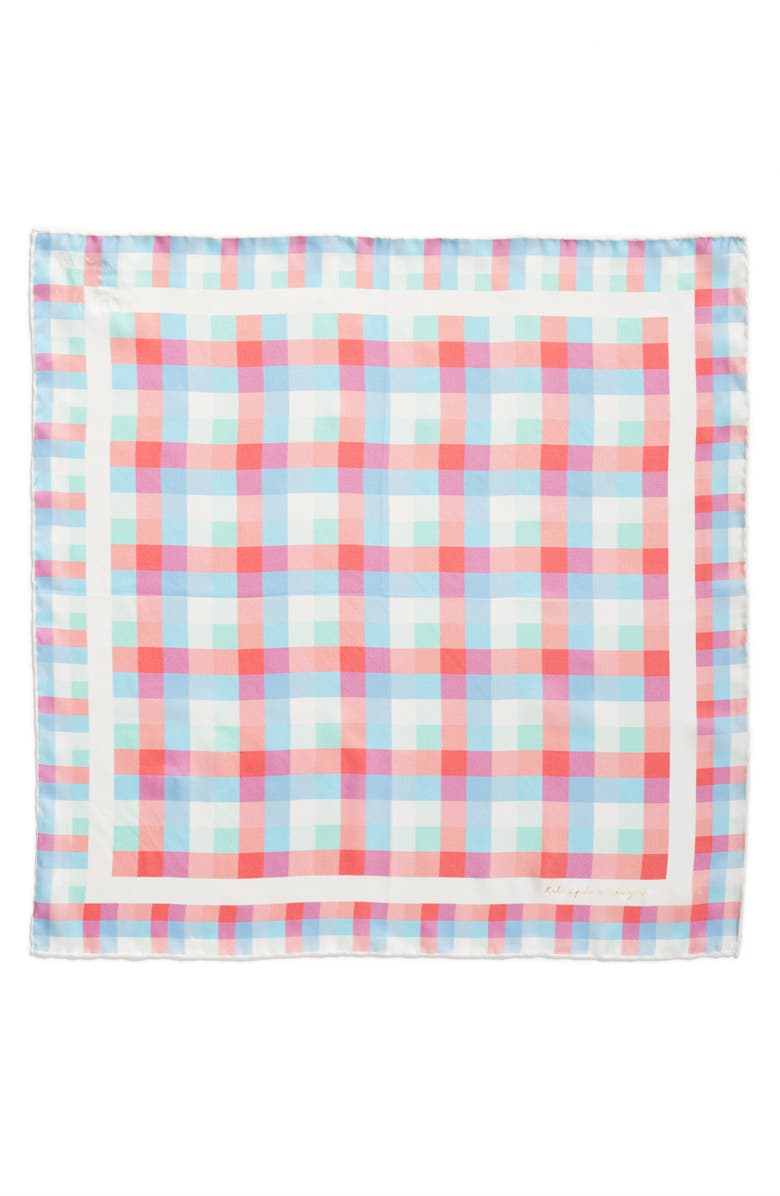 Kate Spade New York madras plaid silk bandana, Alternate, color, 