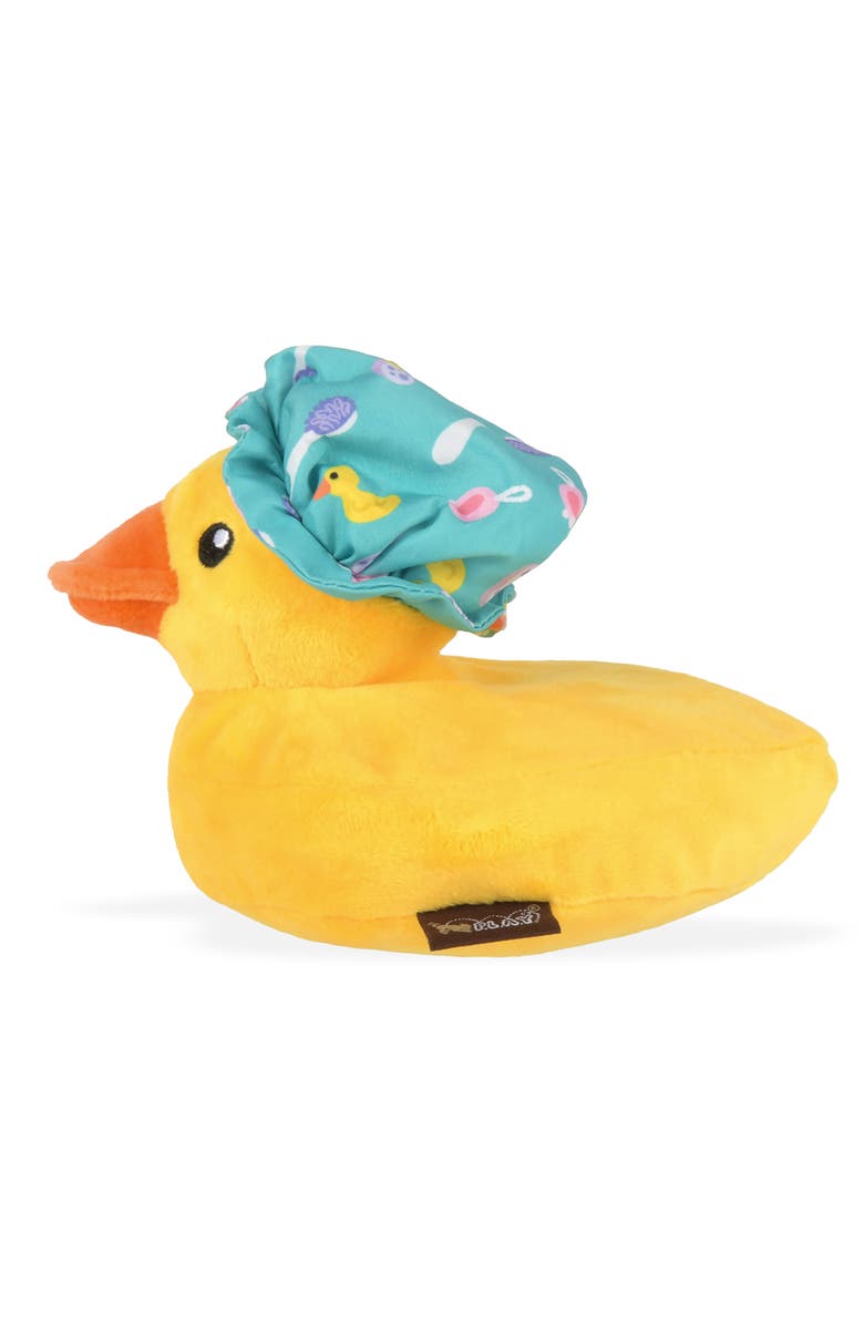 P.L.A.Y. Splish Splash Bubbles The Duck, Plush Dog Toy, Squeaker & Crinkle Cap, Alternate, color, Multicolored