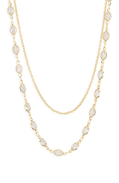 Bezel Stone Layered Necklace