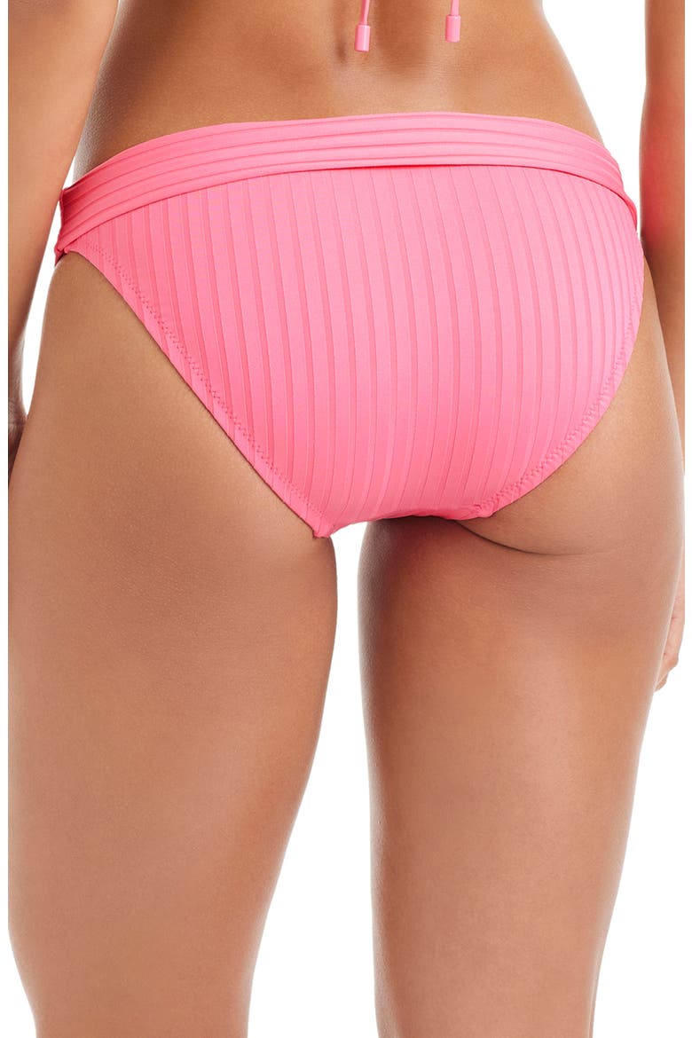 Banded Rib Hipster Bikini Bottoms, Alternate, color, BLOOM PINK