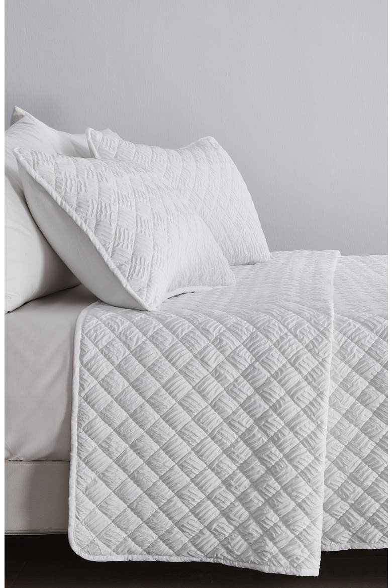 Diamond Embossed Quilt Set, Alternate, color, WHITE