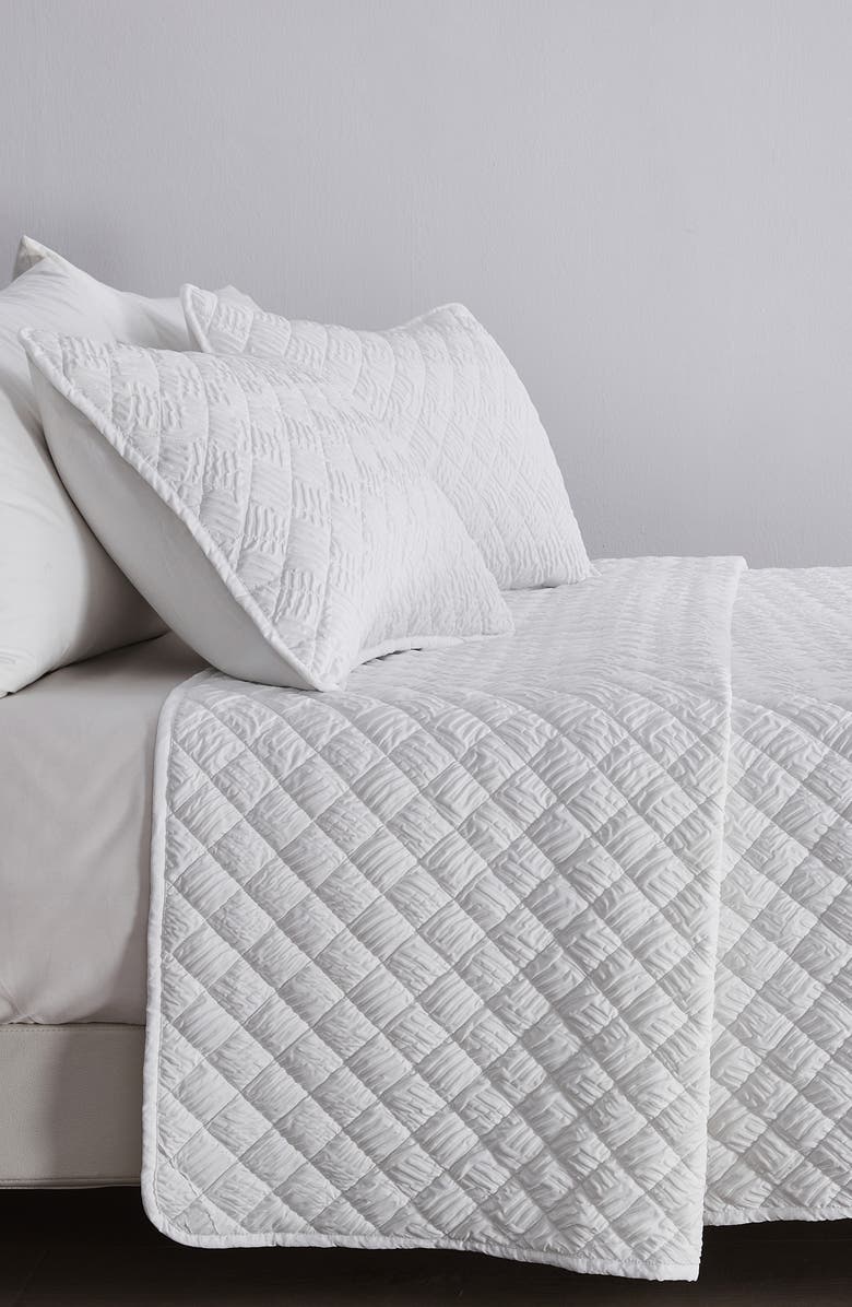 Woven & Weft Diamond Embossed Quilt Set, Alternate, color, White