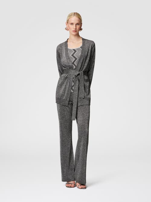 Missoni Glitter-effect Viscose Cardigan With Belt In Black & Silver