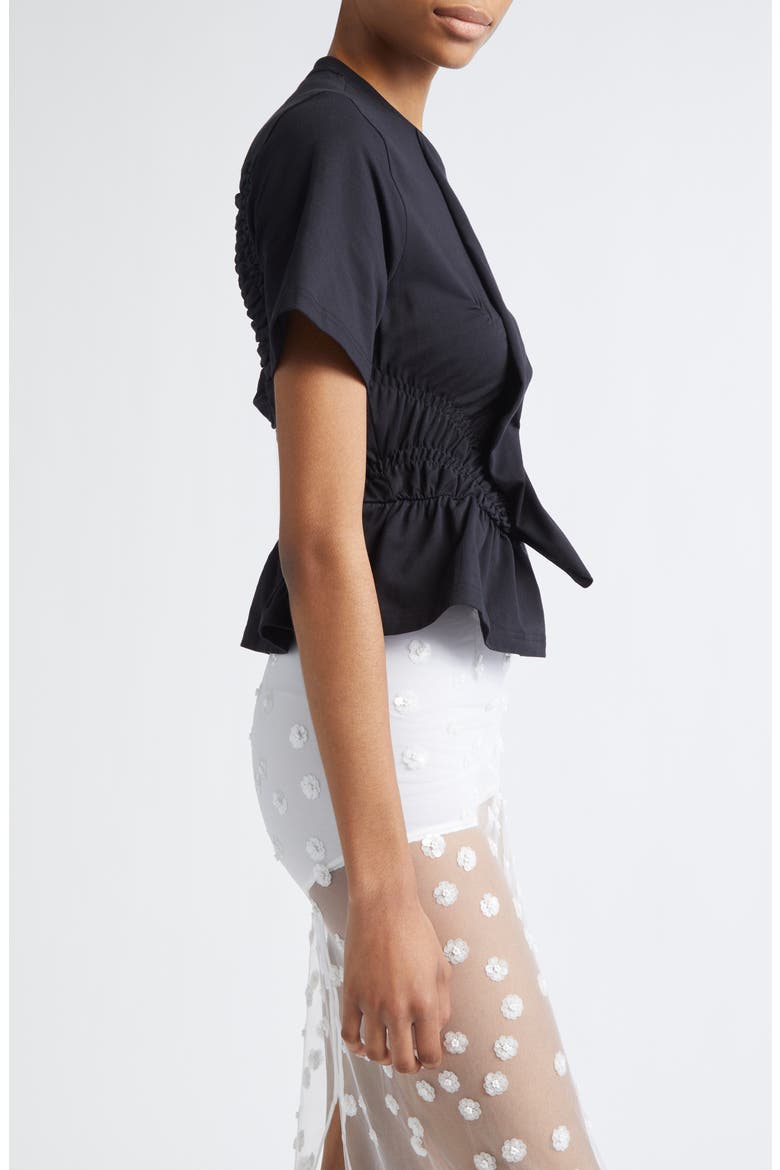 Ace Smocked Jersey Peplum T-Shirt, Alternate, color, BLACK