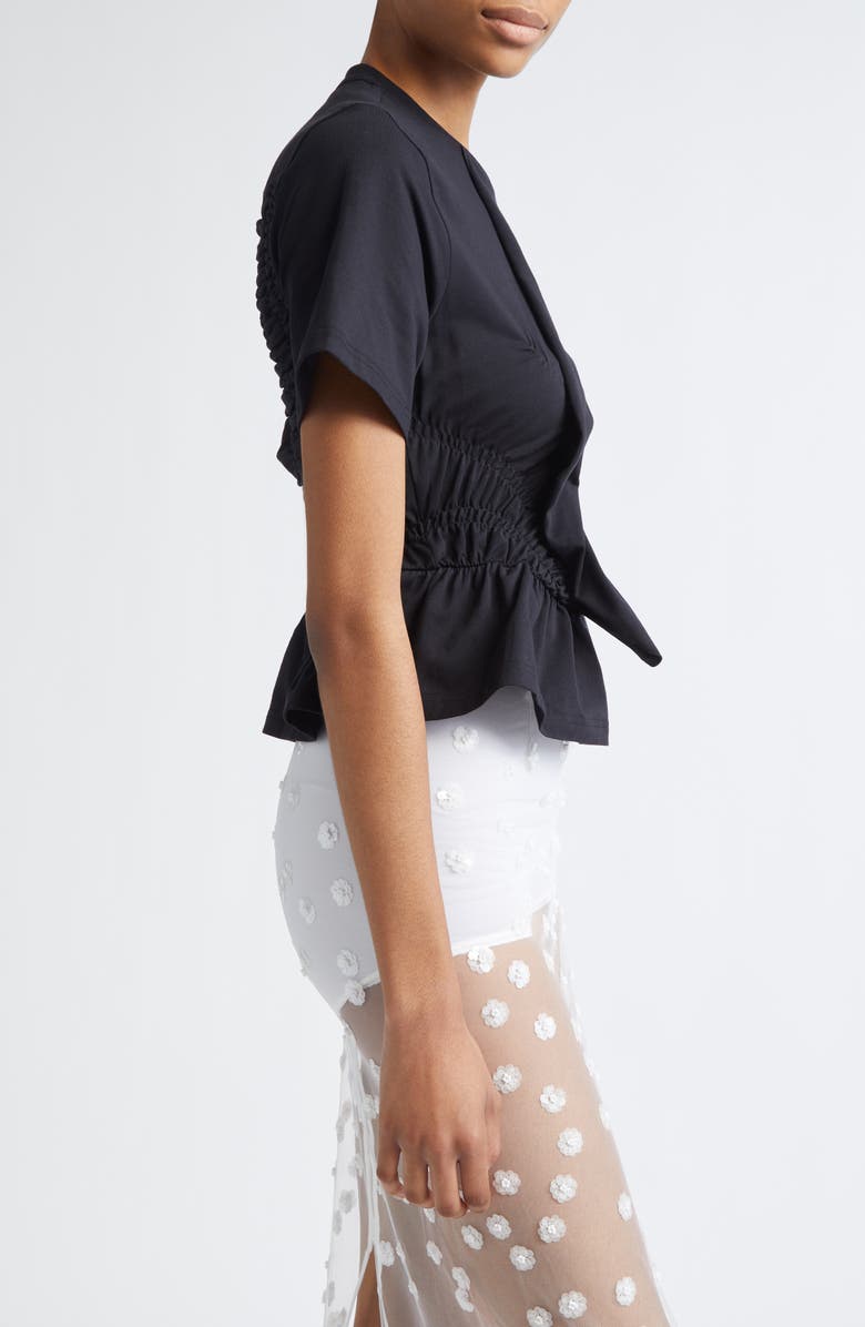 Cecilie Bahnsen Ace Smocked Jersey Peplum T-Shirt, Alternate, color, Black