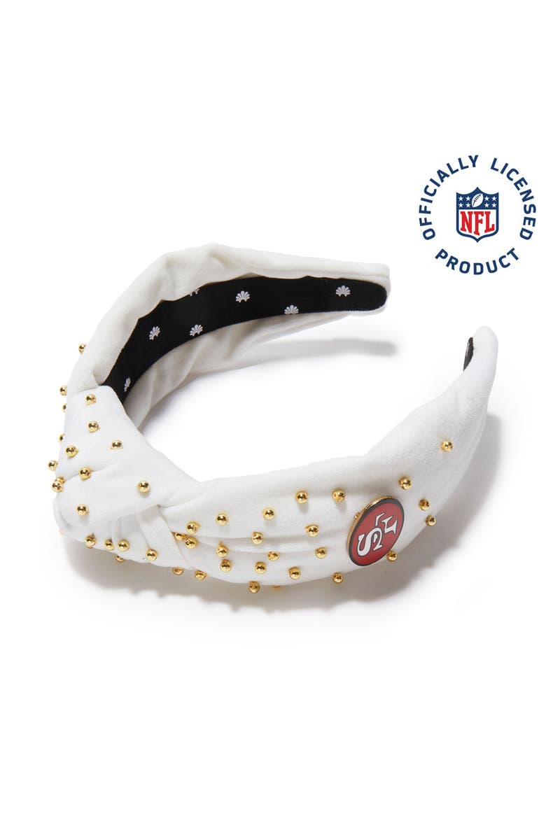 Lele Sadoughi Sf 49Ers Embellished Knotted Headband, Main, color, Ivory 100