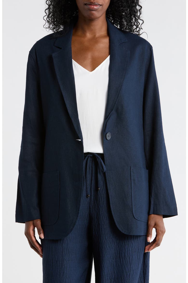 One Button Blazer, Main, color, NAVY