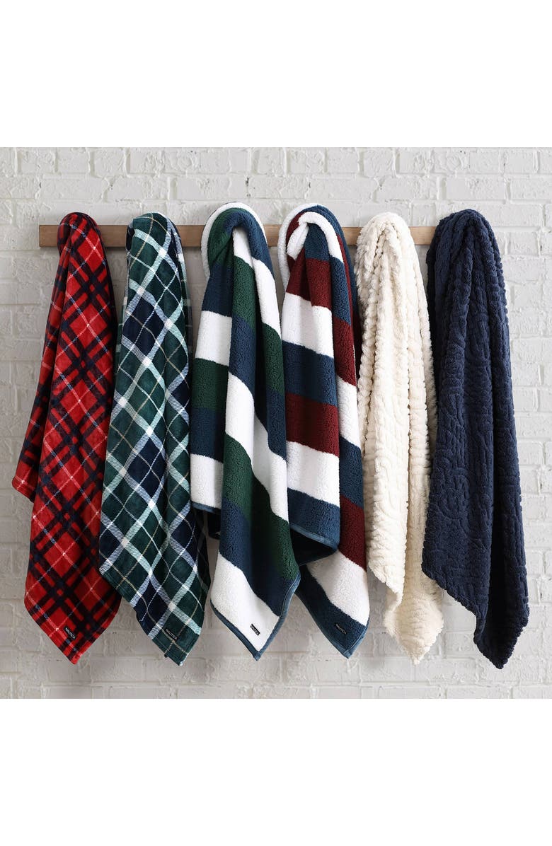 Nautica Declan Faux Shearling Throw Blanket, Alternate, color, Beige