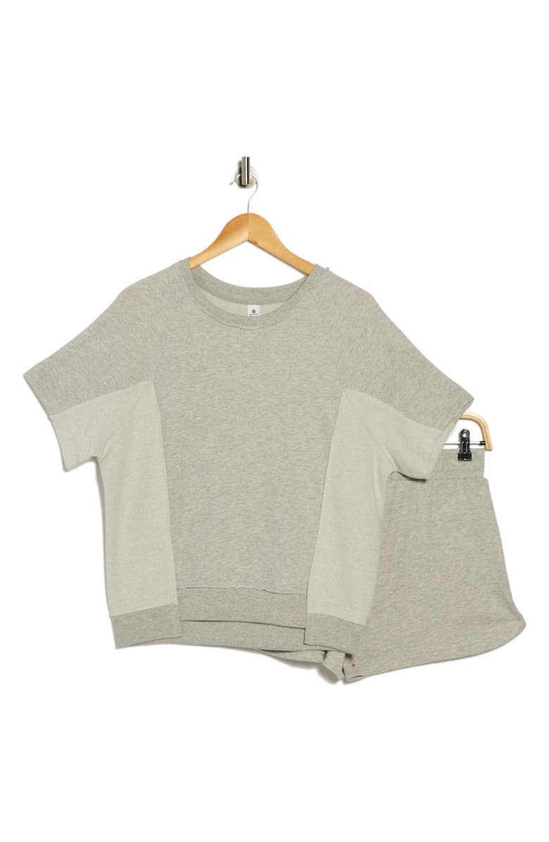 90 DEGREE BY REFLEX Oversize Terry T-Shirt & Shorts Set, Alternate, color, Heather Grey