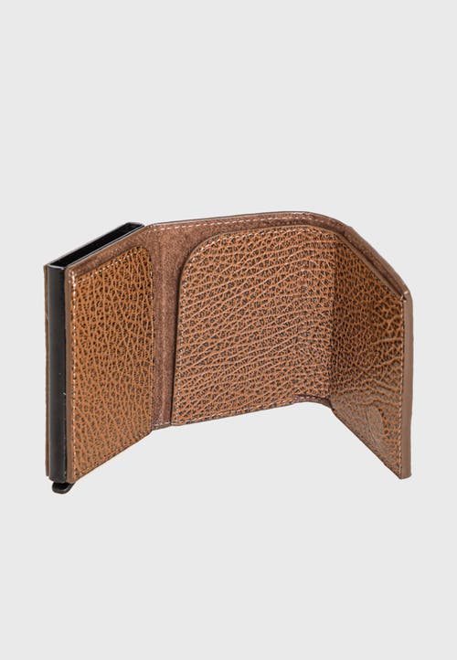 Furniq Uk Genuine Leather Venous Pattern Trifold Card Holder In Brown