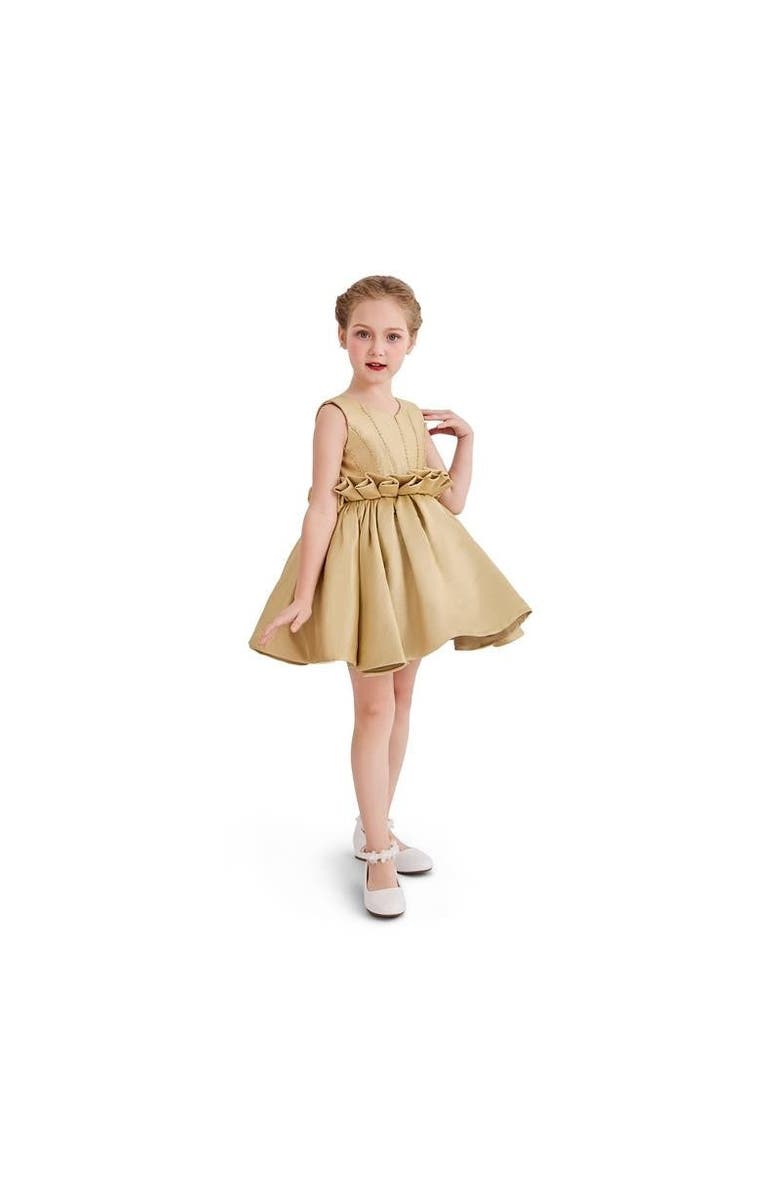 Tulleen Harmony Ruffle Waist Formal Dress, Alternate, color, Gold