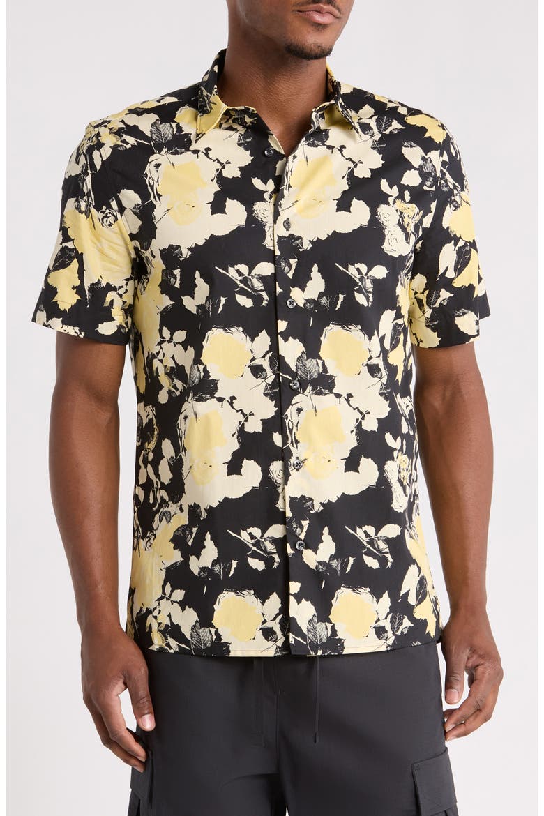 Ebor Relaxed Fit Short Sleeve Button-Up Shirt, Main, color, OPEN WHITE/BLACK