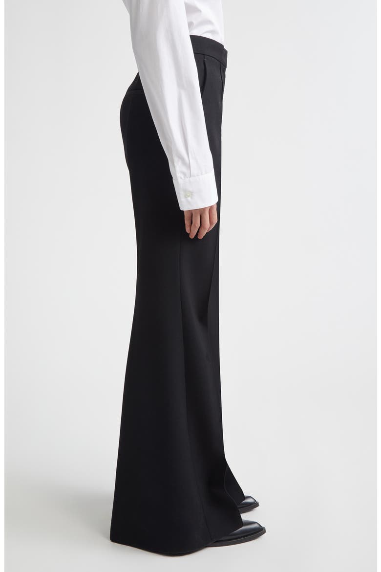 Pintucked Wool Grain de Poudre Flare Trousers, Alternate, color, BLACK