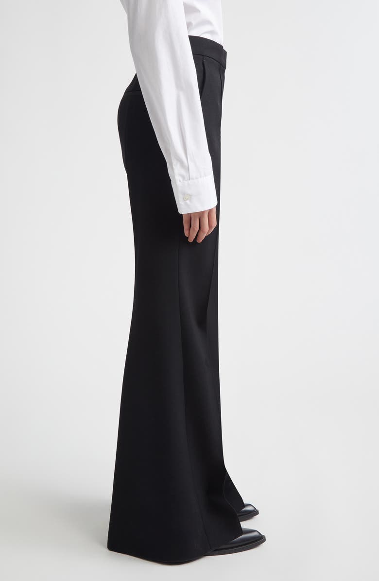 Jil Sander Pintucked Wool Grain de Poudre Flare Trousers, Alternate, color, Black