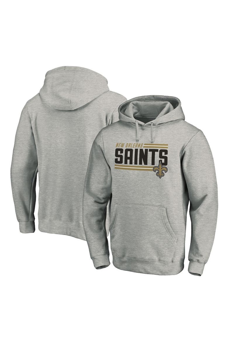 Men's Fanatics Branded Heathered Charcoal New Orleans Saints Big & Tall On Side Stripe Pullover Hoodie, Main, color, Heather Gray