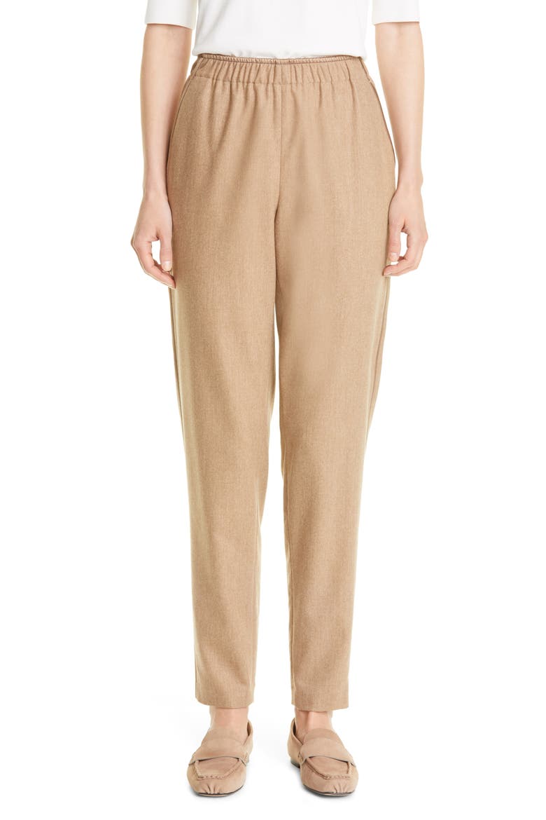 Side Stripe Stretch Wool Blend Pants, Main, color, CAMEL MELANGE