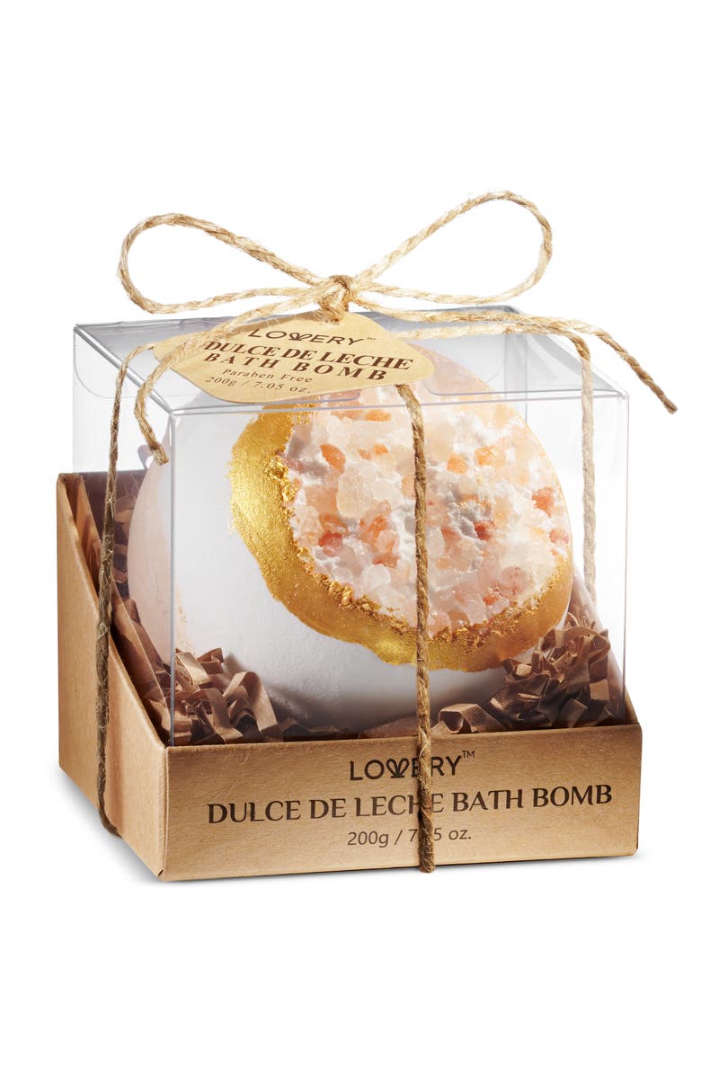 Lovery Handmade Dulce De Leche Bath Bomb, Main, color, Gold / White / Peach