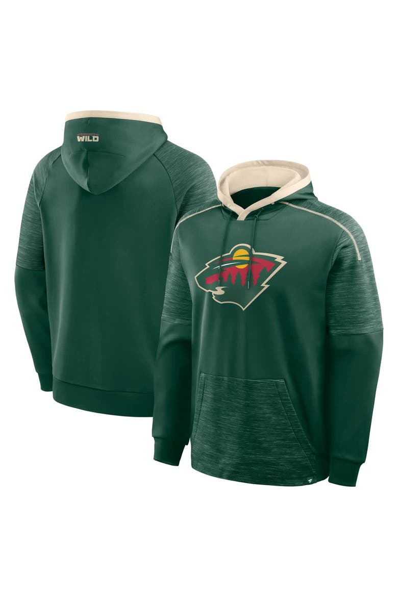 Men's Fanatics Green Minnesota Wild Goaltender Defender Pullover Hoodie, Main, color, Green