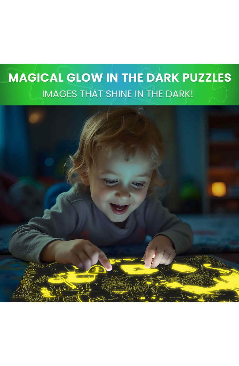 Quokka 4x100 Piece Glow-in-The-Dark Puzzles for Kids, Alternate, color, Dinos & Forest