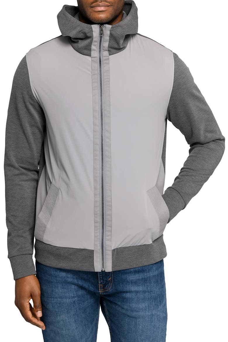 Slim Fit Colorblock Zip-Up Hoodie, Main, color, CHARCOAL