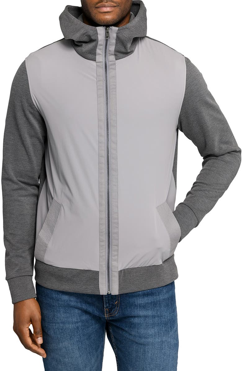 W.R.K Slim Fit Colorblock Zip-Up Hoodie, Main, color, Charcoal
