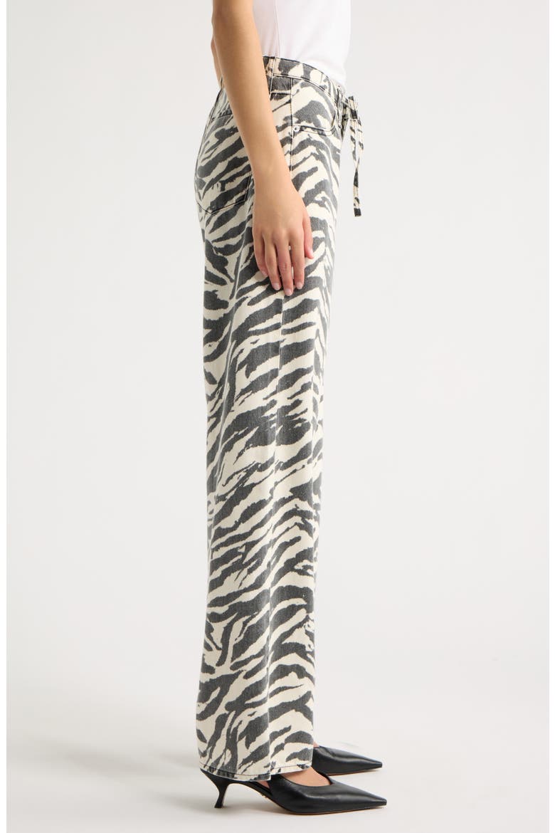 Phoebe Drawstring Zebra Print Wide Leg Jeans, Alternate, color, WASHED ZEBRA