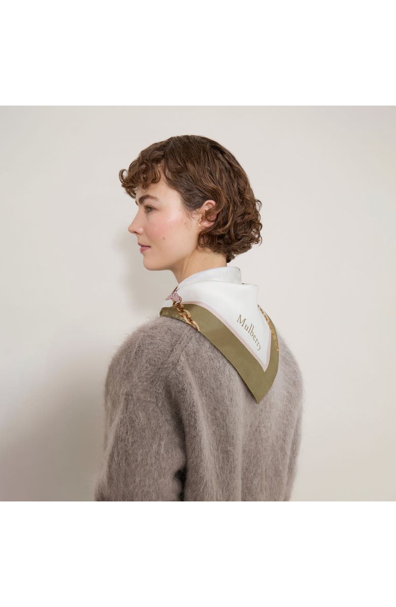 Mulberry Silk Lana Bag & Chains Square Scarf, Alternate, color, Eggshell-Blossom Pin