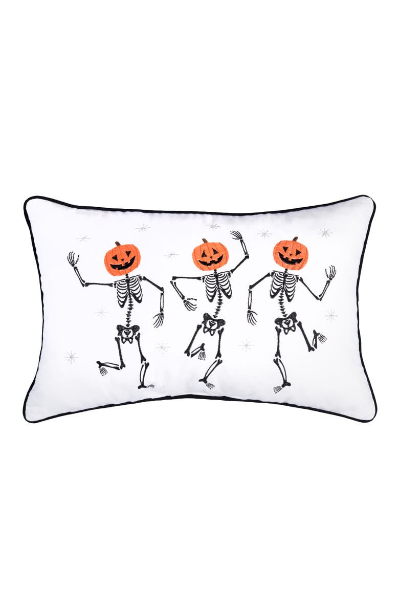C&F Home Pumpkin skeletion Trio Throw Pillow, 14" x 22", Main, color, Orange
