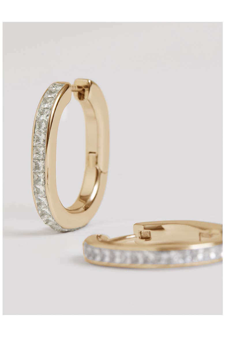 Mia Modern Cubic Zirconia Hoop Earrings, Alternate, color, GOLD TONE/ CLEAR CRYSTAL