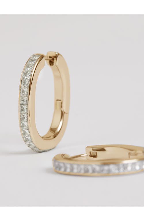 Reiss Mia Modern Cubic Zirconia Hoop Earrings In Gold Tone/clear Crystal