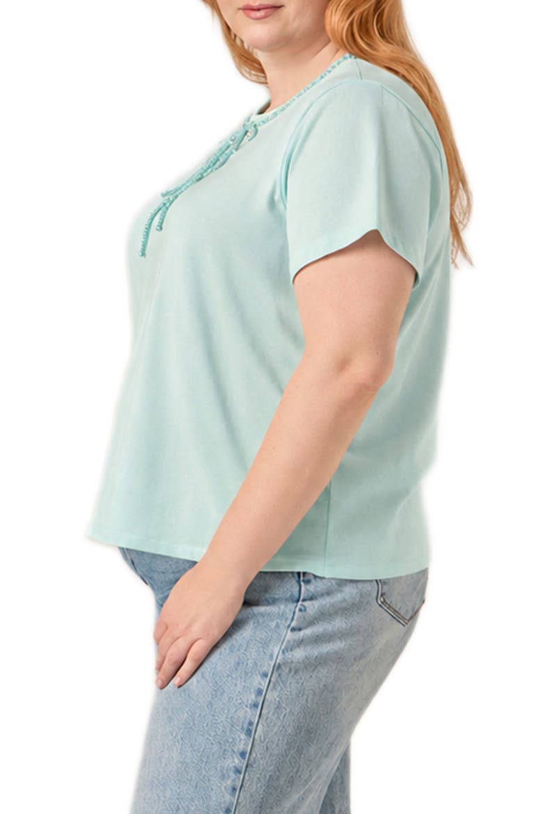 Beaded Bow Cotton T-Shirt, Alternate, color, MINT