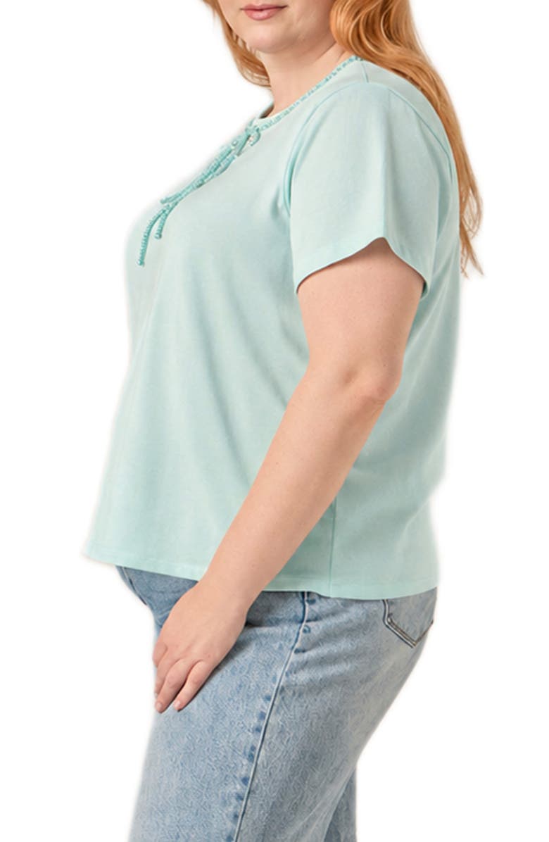 English Factory Beaded Bow Cotton T-Shirt, Alternate, color, Mint