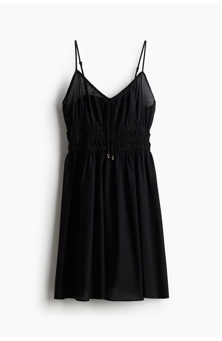 H&M Smocked Strappy Dress, Main, color, Black