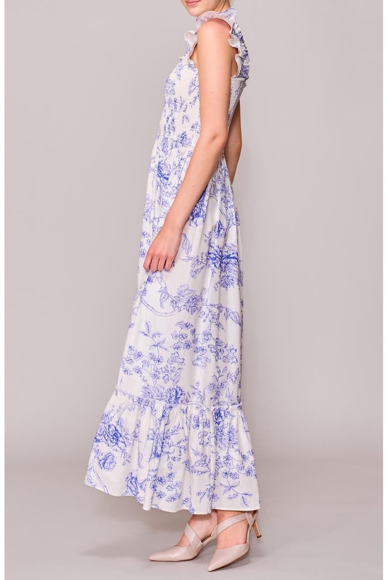 Floral Print Maxi Dress, Alternate, color, IVORY/ BLUE