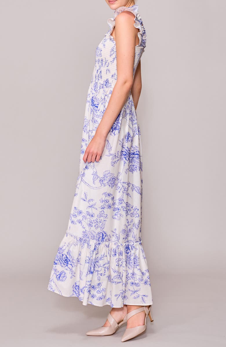 MELLODAY Floral Print Maxi Dress, Alternate, color, Ivory/ Blue
