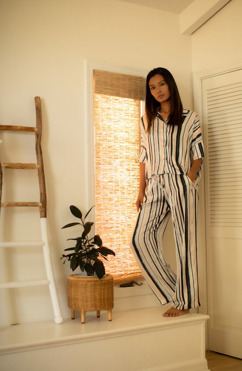 Midnight Bakery Bali Stripe Satin Pajamas, Alternate, color, 