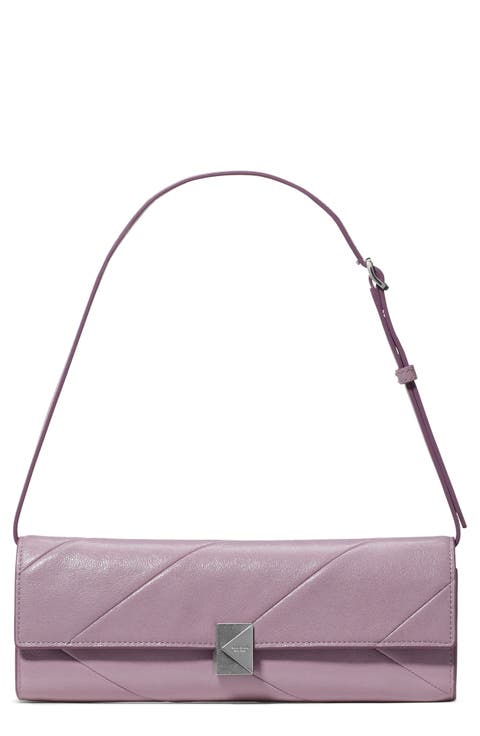 deco pieced soft glazed leather shoulder bag