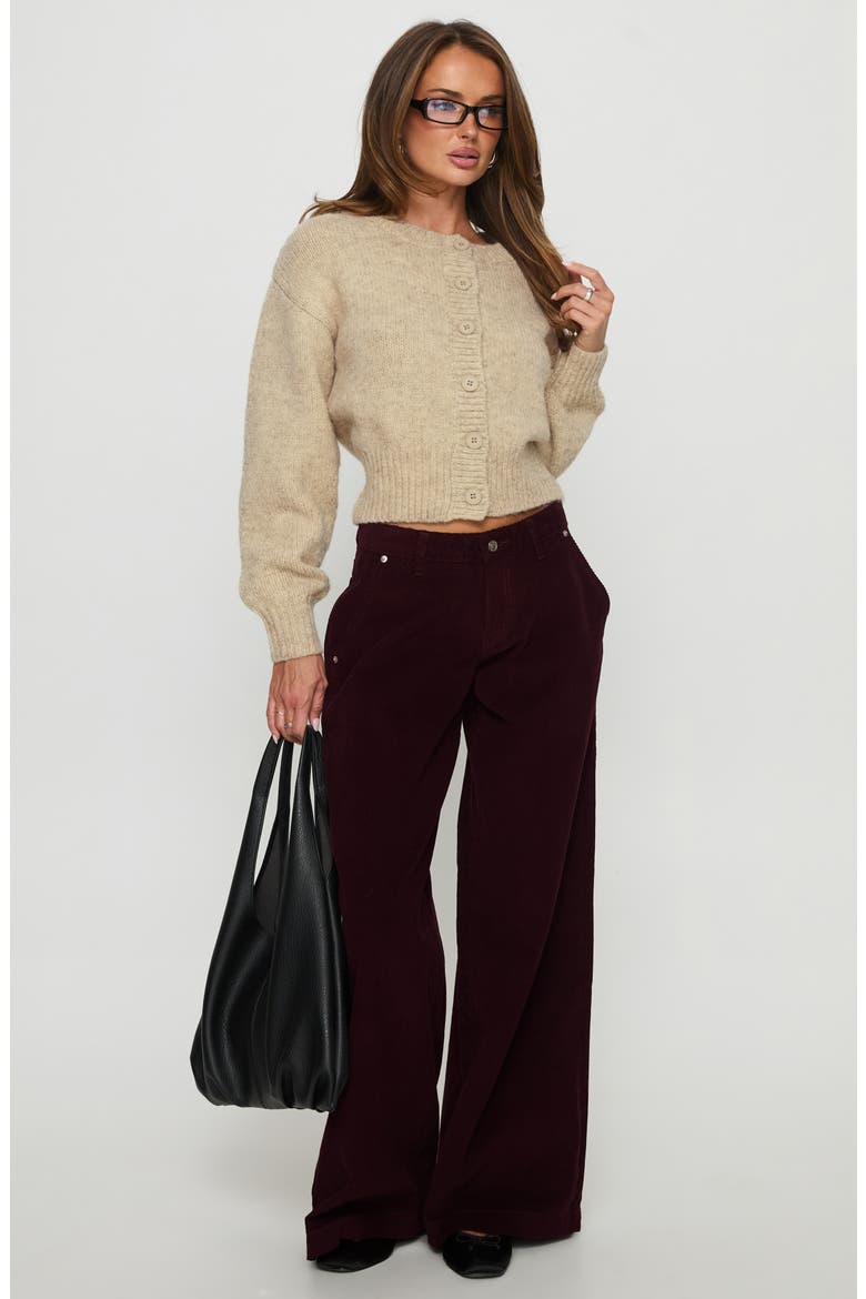 Jacynda Low Rise Wide Leg Corduroy Pants, Alternate, color, CURRANT